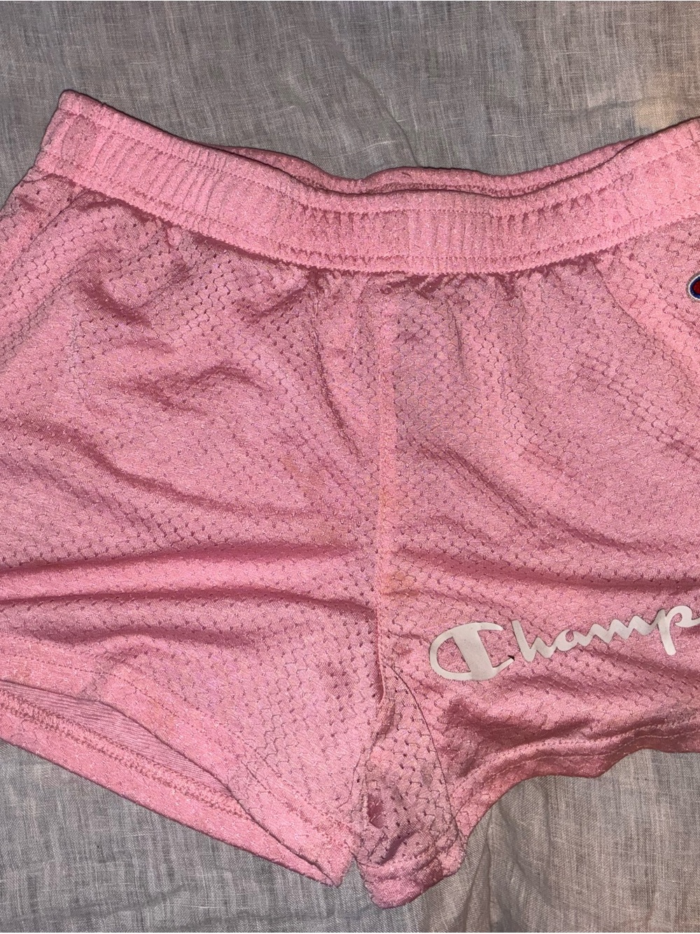 Champion Women’s Pink Mesh Athletic Shorts with Logo
